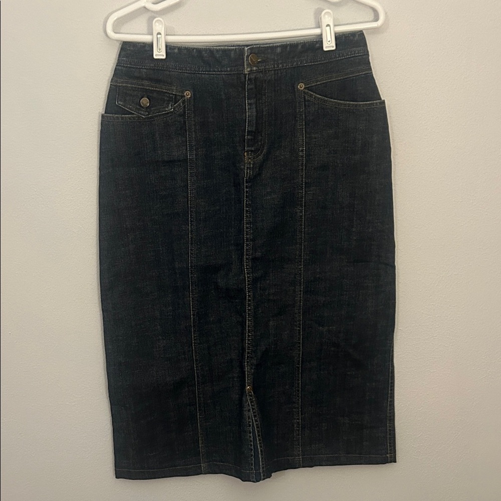 Eddie Bauer Dark Denim Midi Skirt
